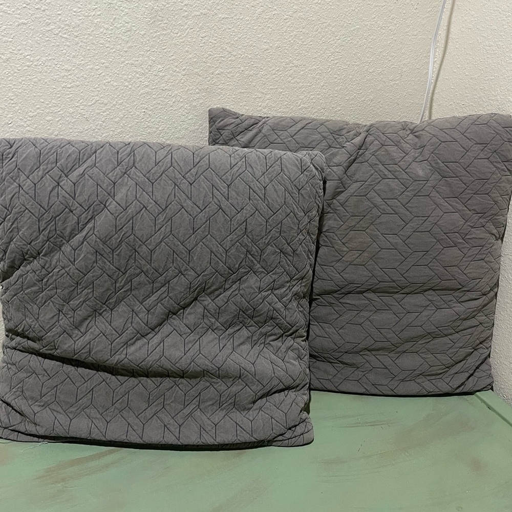 Set of two target large 22x22” grey quilted  zip up throw pillows